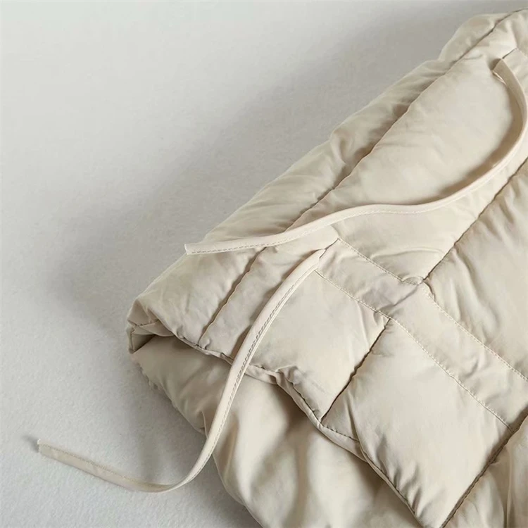 Merry Pretty Cotton Women's Solid Drawstring Vest Coat Winter Sleeveless Mandarin Collar Warm Vest Casual Slim Waistcoat