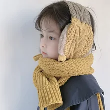 Однотонный мягкий утолщенный зимний теплый Хлопковый вязаный шарф для детей; Детский шарф; шарфы для мальчиков и девочек; B065