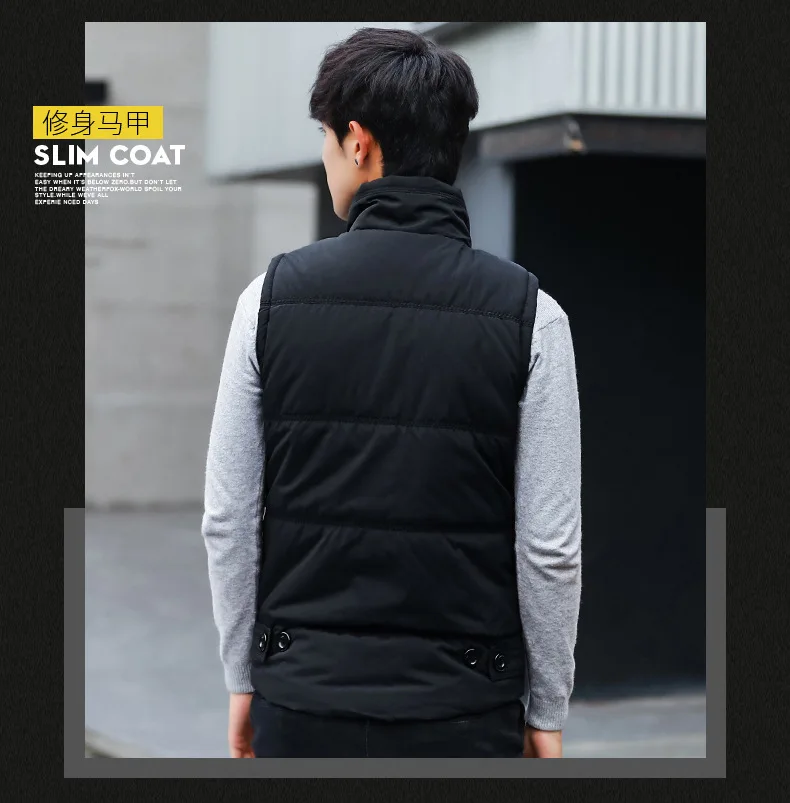 Пуховой жилет Для Мужчин's на осень-зиму, в Корейском стиле, в стиле Slim Fit тренд зимний жилет теплый хлопковый жилет пуховик без рукавов с наполнителем из пуха пальто Для Мужчин's