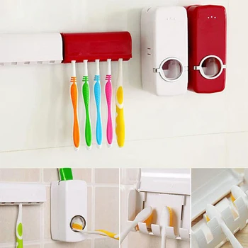 

Toothpaste Squeezer Toothpaste Dispenser+5 Electric Toothbrush Brush Heads Holder Tube Squeezer Set Bathroom Accessories