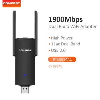 

COMFAST 1900Mbps USB WIFI Adapter 5.8Ghz Antenna Ethernet PC wireless Dongle Dual Band Through Wall AC Wifi Receiver