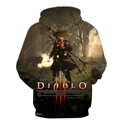 Последняя мужская повседневная одежда необычный принт игра Diablo 3D Толстовка мужская осень и зима фитнес тренировка мышцы Толстовка Большой размер пуловер с карманом верх: полиэстер