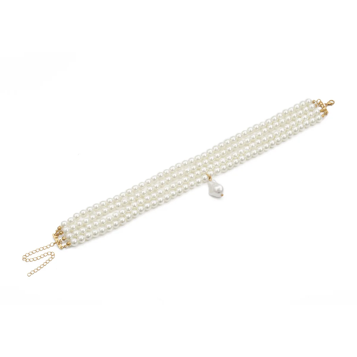 Europe And America Cross Border Accessories Cool Versatile Geometry Beaded Bracelet Necklace Simple Multilayer Pearl Special Sha