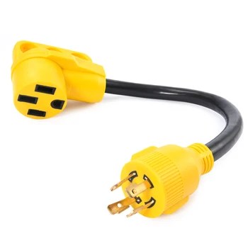 

MICTUNING 18 Inch RV Generator Adapter with Handle 30 Amp 4 Prong Locking Male Plug to 50 Amp Female STW 10/4 Power Cord