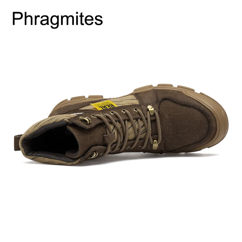 Phragmites/модные уличные рабочие ботинки с заклепками; зимние меховые ботильоны; botas Mujer; противоскользящие зимние мужские ботинки; удобные теплые зимние ботинки
