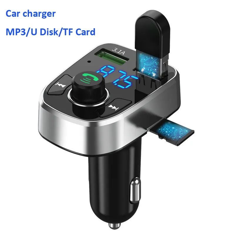 

Car Charger Bluetooth 5.0FM Transmitter Wireless Audio Auto Receiver MP3 Player Dual USB Fast Charger Adapter Car Accesories