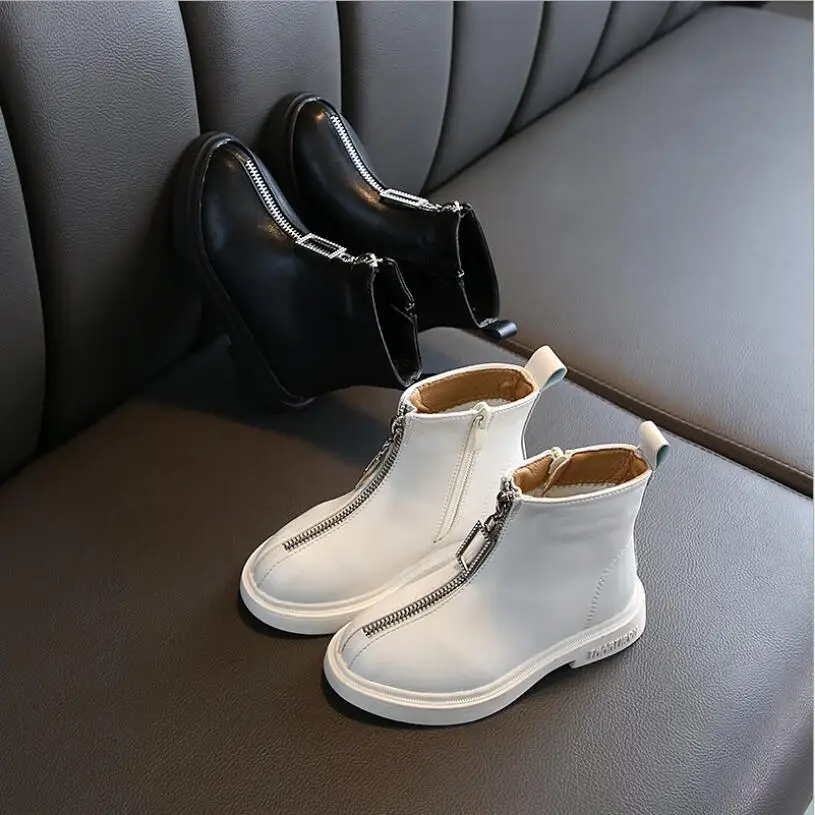 

Spring Autumn Children Boots For Girls Fashion Boots Kids Shoes Ankle Boots School Girls Shoes Round Toe Flat with Zip