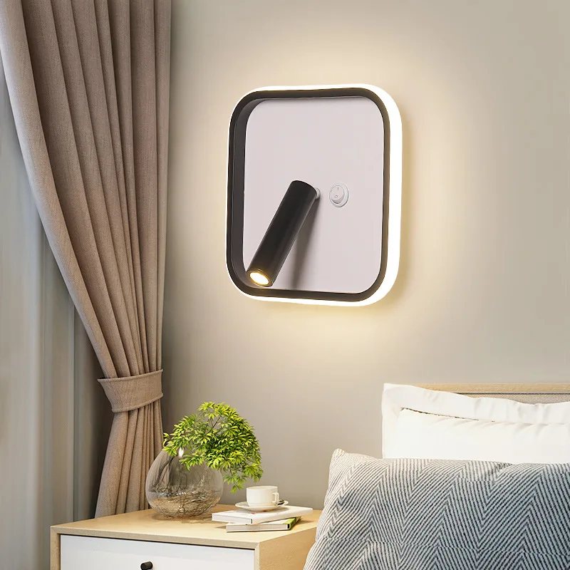 Lâmpada de Parede Sala de Estar Conduziu a Lâmpada Luz do Hotel Criativo Moderna Corredor Decorar Cama Parede Retângulo Iluminação Led Pós 5 Led criativo pós lâmpada de parede moderna
