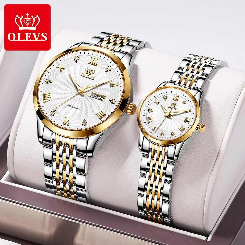 OLEVS Fashion Lovers Watches Brand Luxury Automatic Mechanical Watch Stainless Steel Waterproof Couple Watch relogio masculino 1