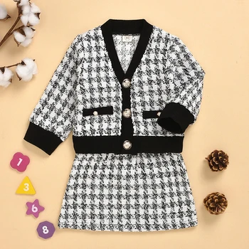 

2020 Baby Spring Autumn Clothing Toddler Baby Girls Winter Clothes Plaid Coat Tops+Tutu Dress 2Pcs OL Style Formal Outfits