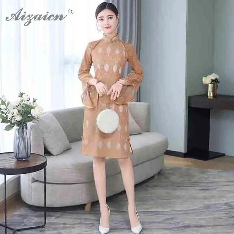 Китайский современный длинный Чонсам кружевное платье Qipao Женская Китайская традиционная одежда Восточный стиль Femme элегантное женское платье Qi Pao