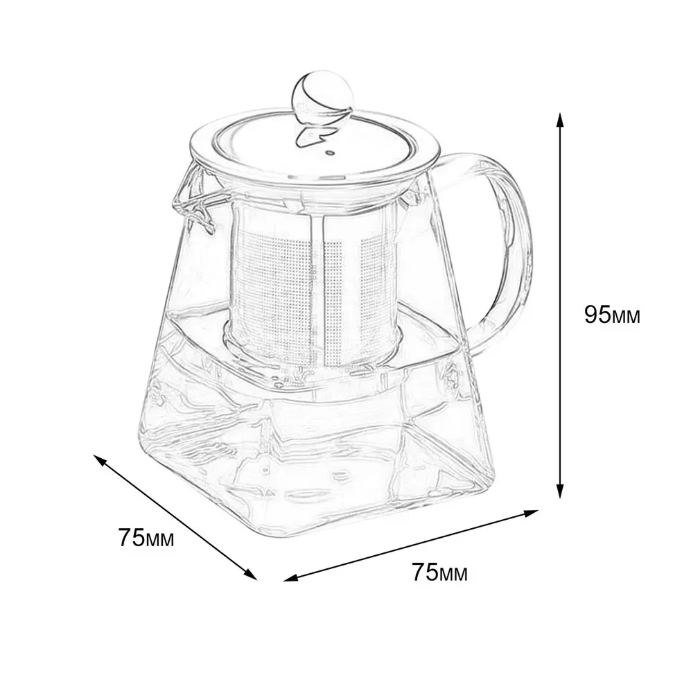 350 мл Прозрачный боросиликатный стеклянный чайник, Элегантная стеклянная чайная чашка, чайный горшок с ситечком для заварки из нержавеющей стали