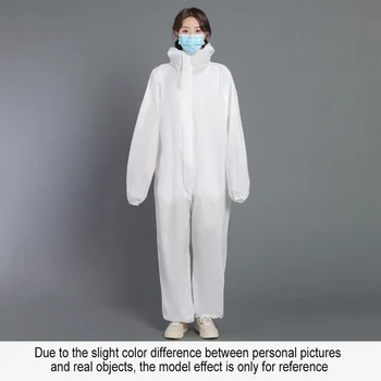 

White Protective Suit Lab Overall Playsuit Protection Clothing With Hooded Non-disposable Isolation Clothes Anti-Dust Rompers