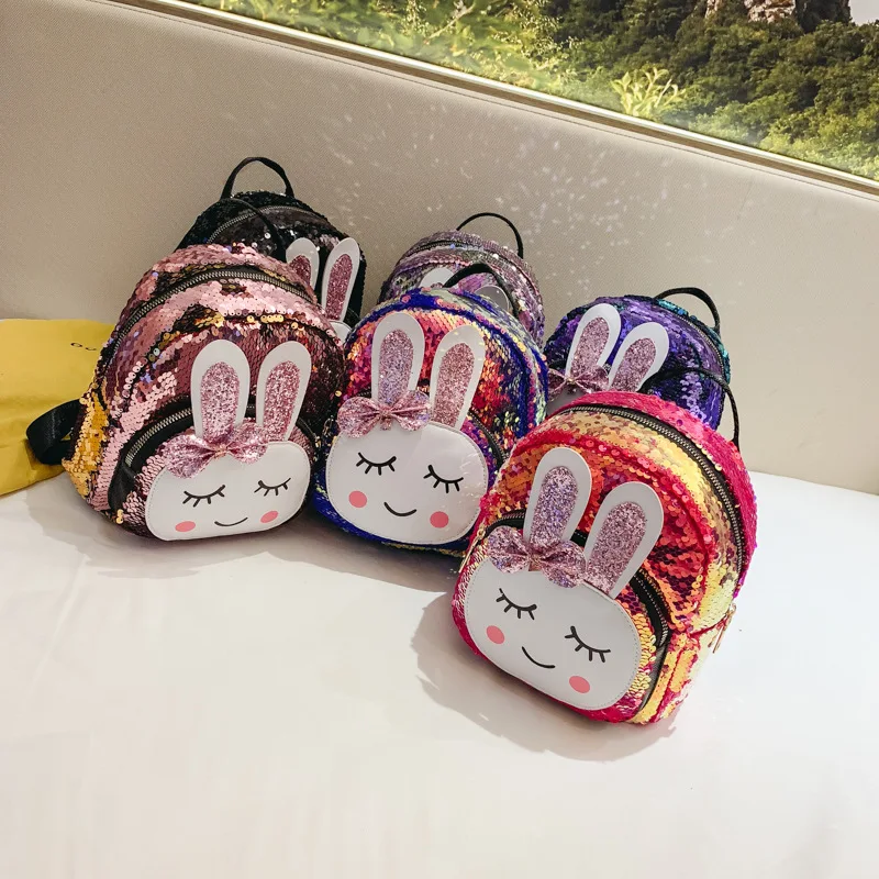 

2019 New Style Korean-style Sequin CHILDREN'S Rucksack Cute Rabbit Men And Women Children Backpack Trend Students Small Bookbag