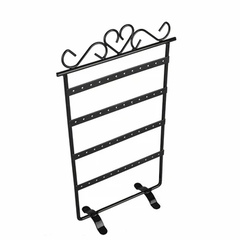 

Iron Art Protective Space Saving Show Stable Storage Jewelry Display Stand Home Necklace Rack 48 Hole Universal Earrings Holder