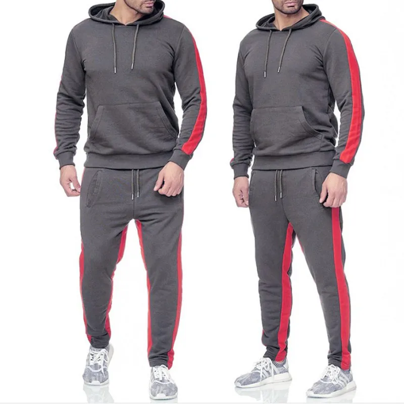 

Autumn Winter hot New sportswear Men/Women solid color hoodie sportswear suit fleece striped sweatshirt + sports pants suit
