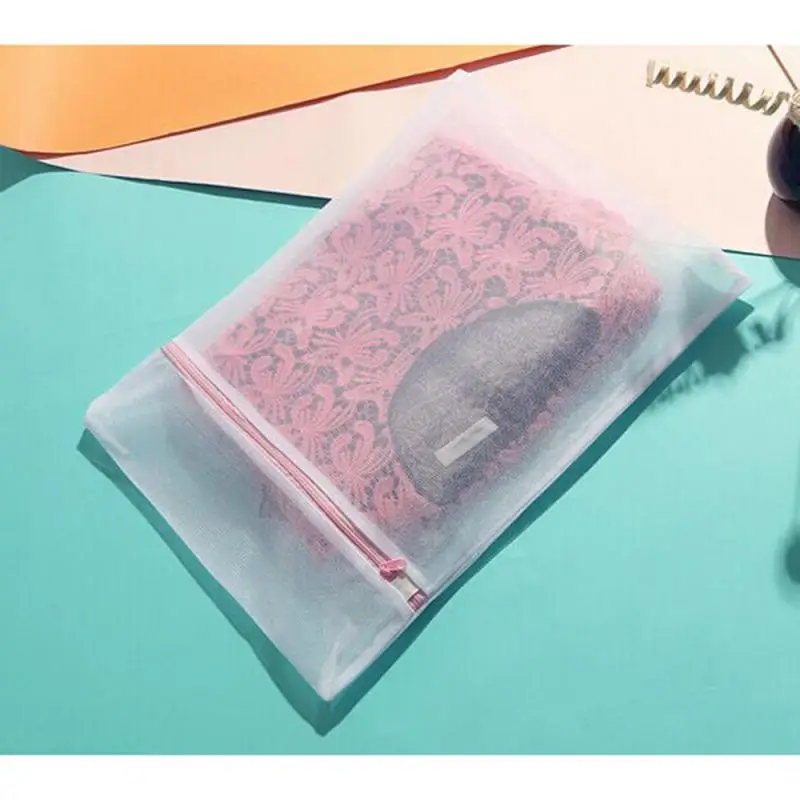 3 Size Printing Zippered Mesh Laundry Bag Polyester Washing Net Bag For Underwear Sock Washing Machine Pouch Clothes Bra Bags