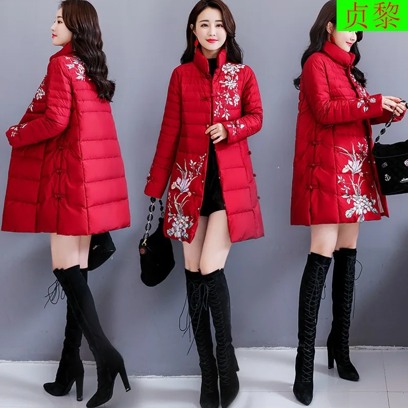 

2018 Winter New Style Korean-style WOMEN'S Wear Retro Chinese-style Frog Stand Collar down Jacket Cotton-padded Clothes Cotton-p