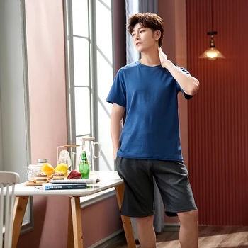 

Men's Pajamas Boy's Short Sleeves Nightwear Sleep Wear Suits Sleepwear Cotton Homewear for Men Shorts