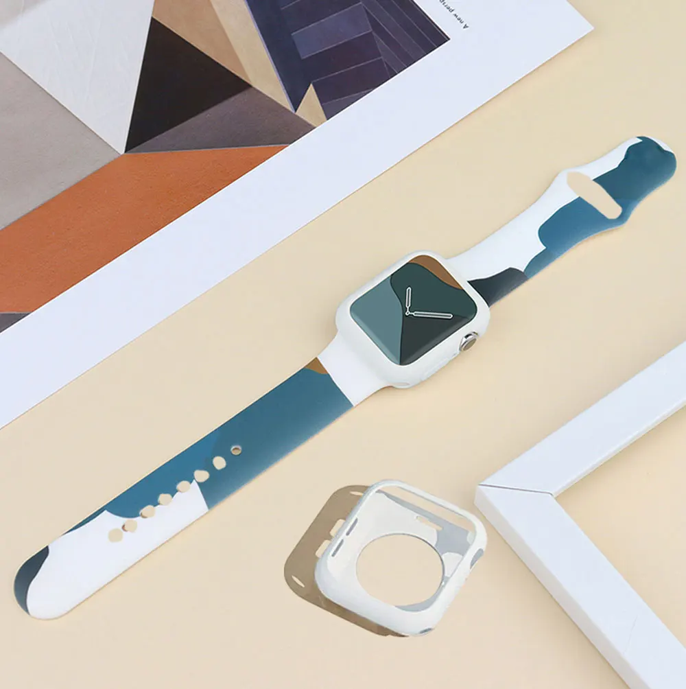 Bracelet en Silicone pour Apple Watch, 44mm 40mm 38mm 42mm, Morandi, couleur mixte, caoutchouc, Sport, iWatch 6 5 4 3 2 SE