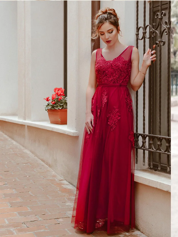 It's Yiya вечерние платья длинный v-образный вырез без рукавов robe De Soiree для девочек элегантное кружевное платье с открытой спиной женское вечернее платье C457