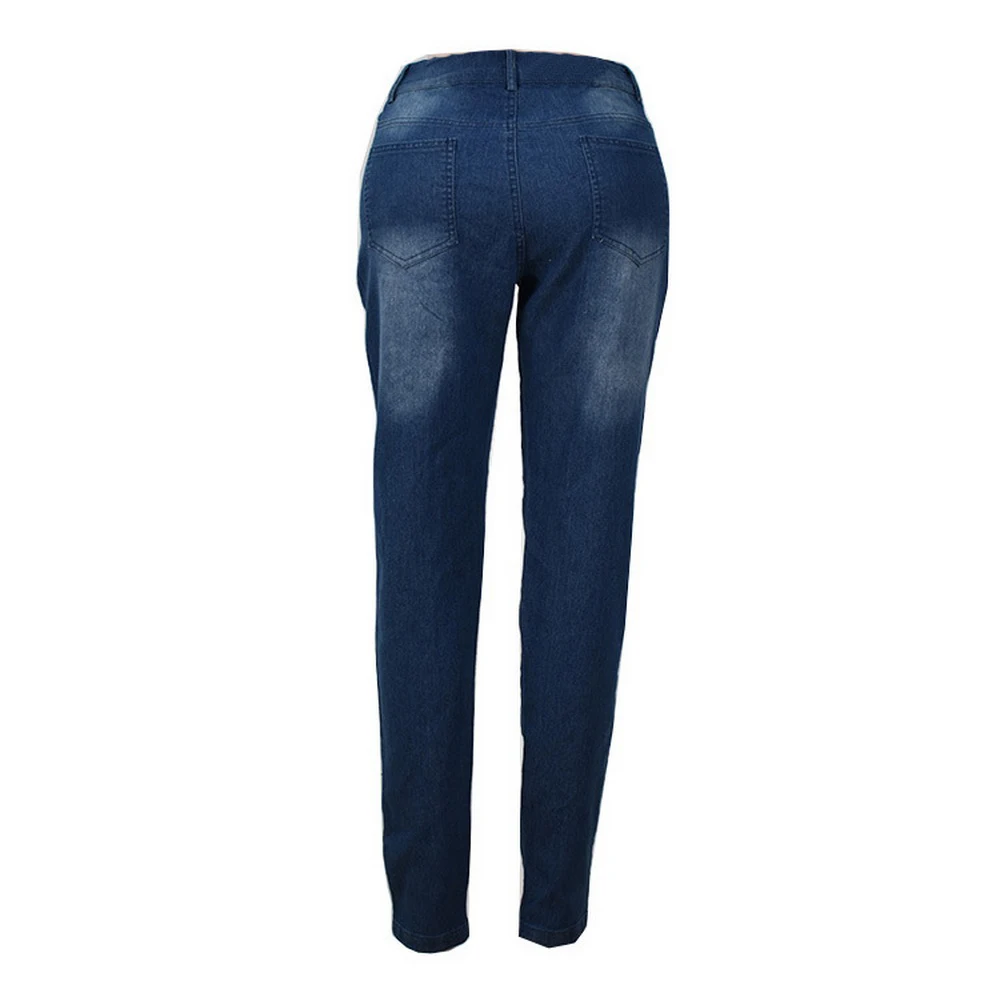 Oeak, модные женские темно-синие джинсовые штаны, джинсы со средней талией, обтягивающие узкие брюки, джинсы, Ретро стиль, расклешенные брюки, Стрейчевые брюки