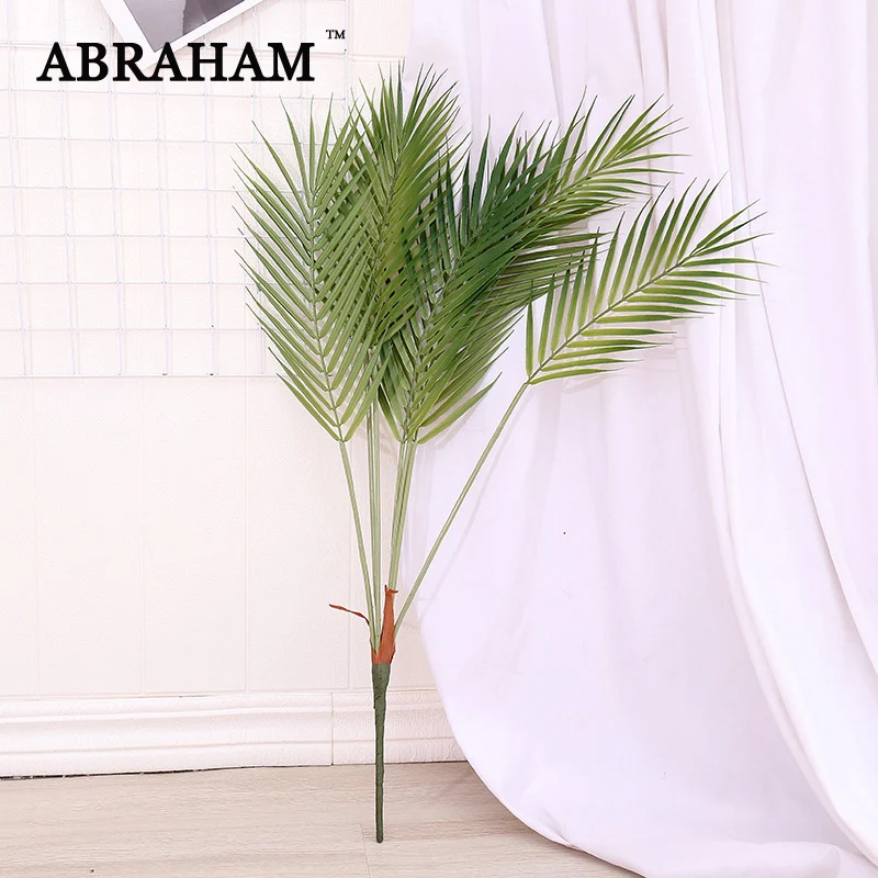 

80cm 7 Fork Tropical Plants Large Artificial Tree Fake Palm Leaves Plastic Leafs Green Tree Foliage For Home Party Wedding Decor