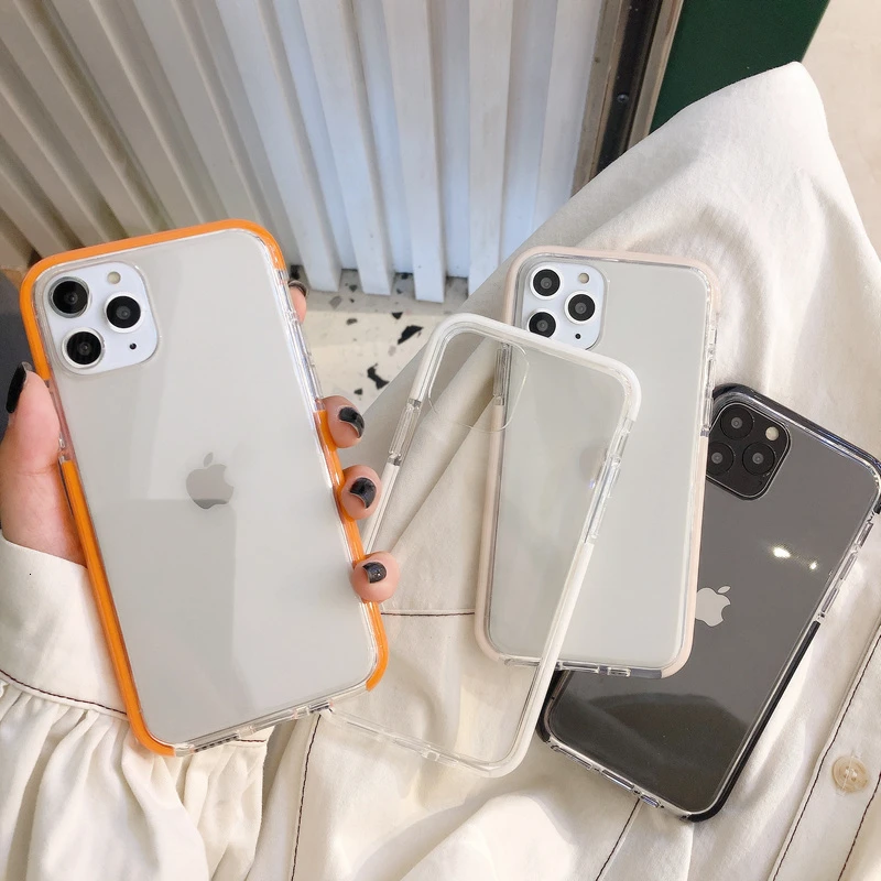 Противоударный чехол для телефона с рамкой ярких цветов iPhone SE 11 11Pro Max XR XS X 7 8 6 6S Plus