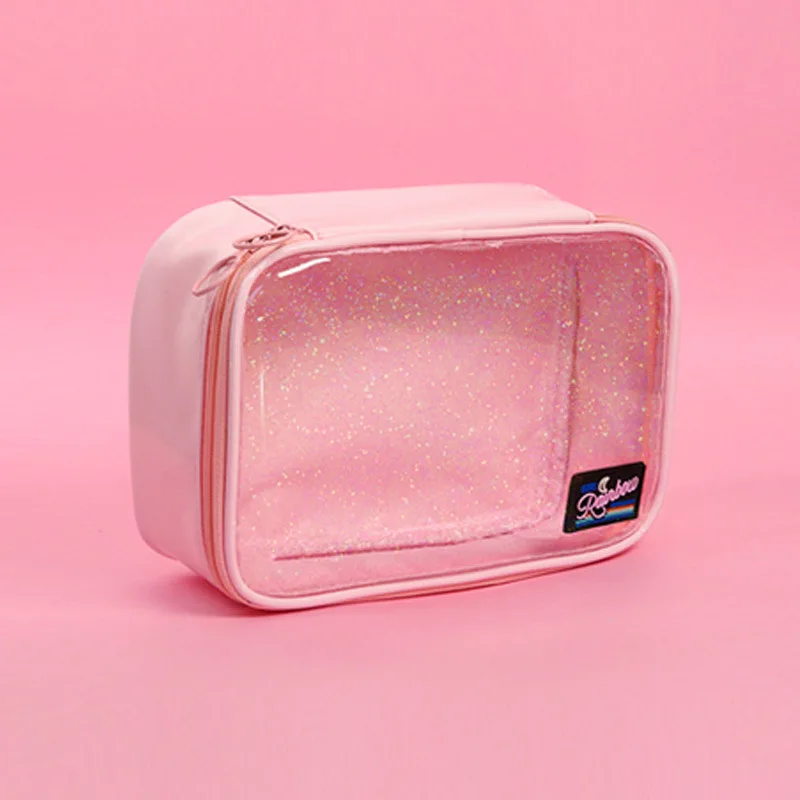 Прозрачный Мун Радуга косметический чехол ПВХ пакет для хранения водонепроницаемый девушки большой емкости Макияж сумка Женская дорожная косметичка - Цвет: Pink