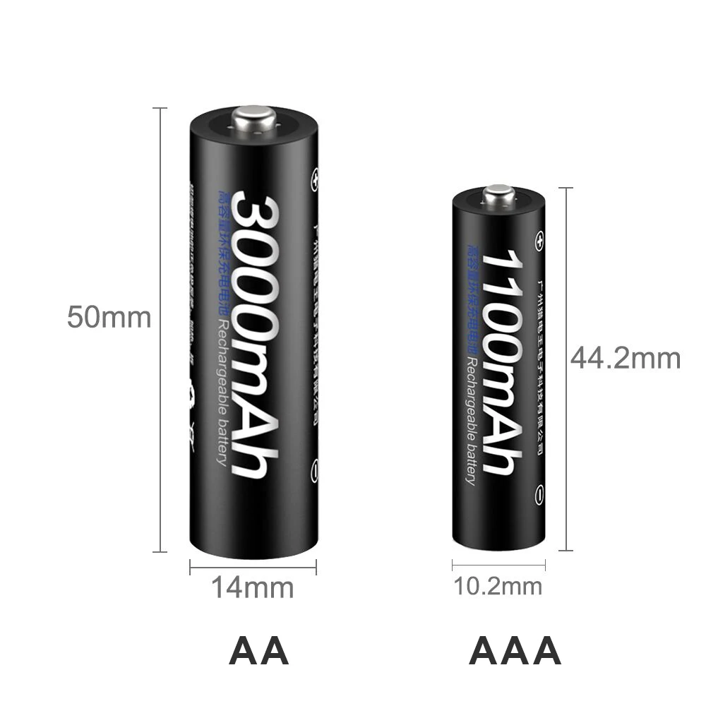 AAA Battery 1.2V Ni-MH AAA AA Rechargeable Battery AA Batteries 3A Bateria  with LCD Charger for 1.2v Nimh Rechargeable AA AAA