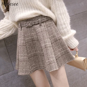

Plaid Skirt Women Pleated High Waist Mini Korean Fashion Skirts Womens All Match Harajuku Elegant Comfortable Chic Casual Slim
