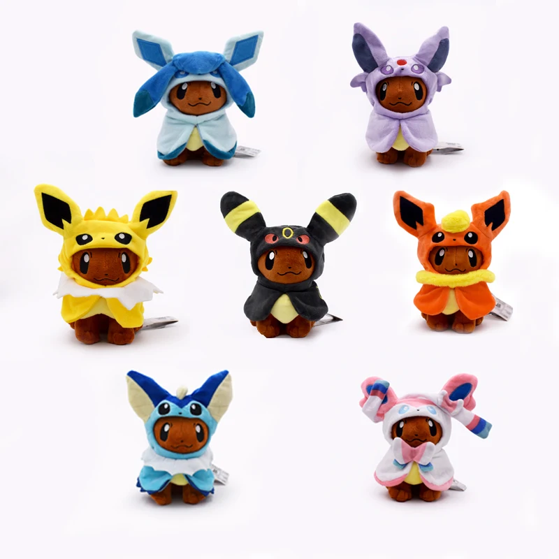 Takara Tomy Покемон Плюшевые Kawaii 7 шт./компл. Eeveelution Иви Косплэй Jolteon Espeon из анимационного сериала "Umbreon Flareon Glaceon Вапореон игрушка сильвеон