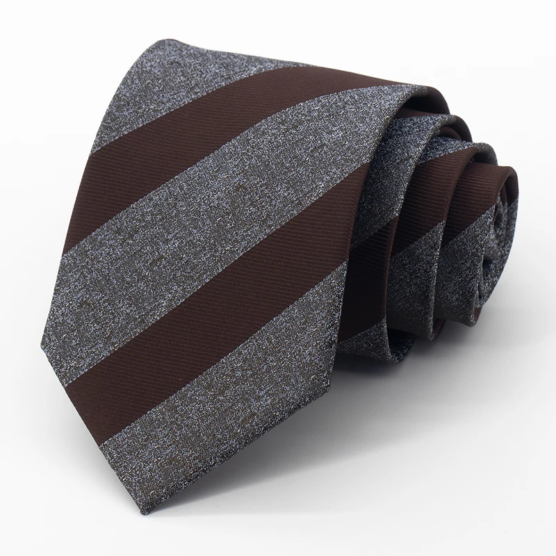 

High Quality Dark gray stripes Men's Standard 8CM Tie Fashionable Shirt Accessories Business Banquet Hand knotting Necktie