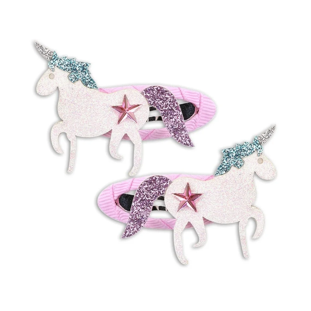 Hair Accessories Hair Tie Unicorn Children Newborn Kids Headwear Baby Girl Accessories Hairpin Clip Flower Bird Fox Butterfly Cute Gift 2 Pcs/lot