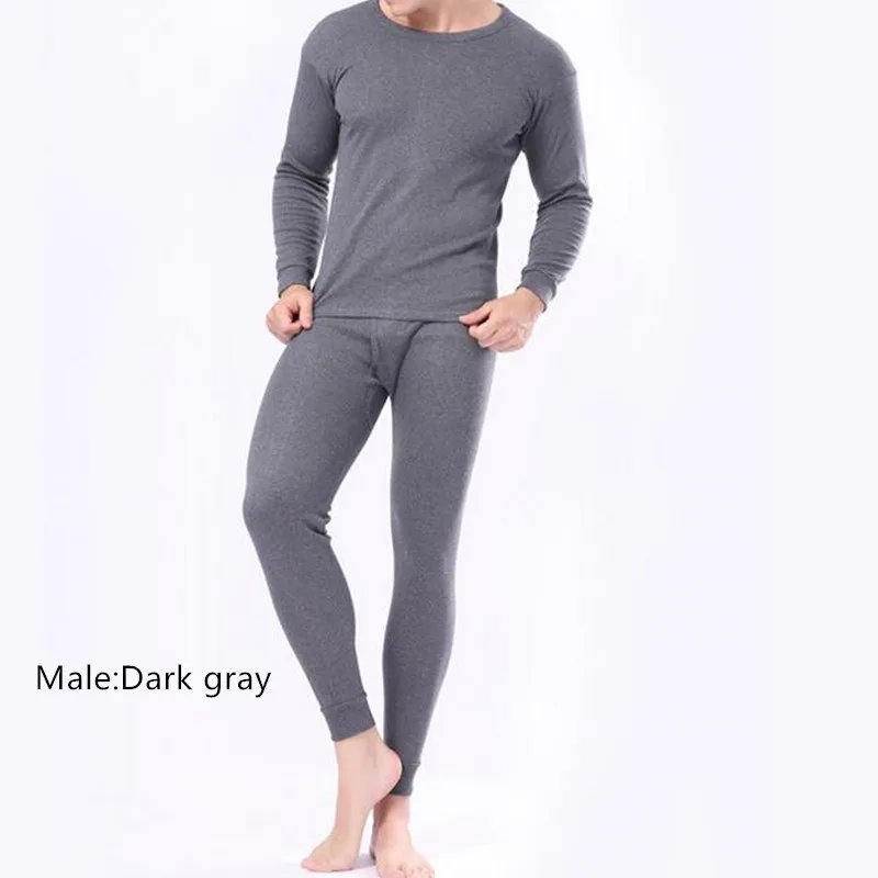 A-Dark gray Хлопковое нижнее белье, термобелье, одноцветное, 1 шт., комплект термобелья, хлопок, удобная одежда для сна, зимняя подходящая одежда - Цвет: A-Dark gray