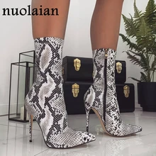 Женские Ботильоны на каблуке 10,5 см; кожаная обувь на высоком каблуке; женские зимние ботинки; зимняя обувь на меху; женская обувь; Chaussure; женская обувь; s Bottine