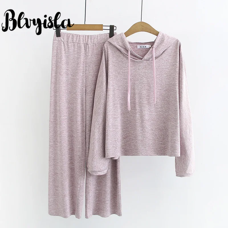 Blvyisla 100kg Female Thin Leisure Sports Hooded Sweatshirt Suits Soft Oversize Tracksuit Set Two Piece Outfits Casual Sweatsuit |