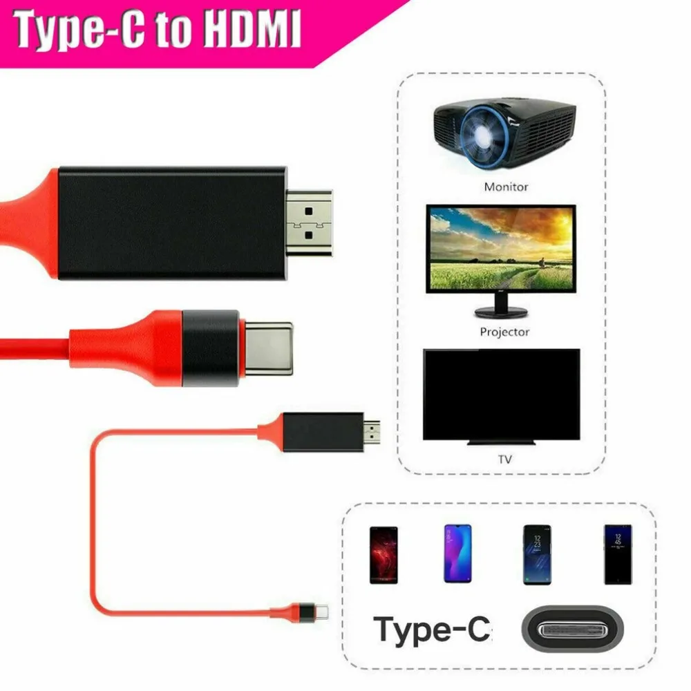 USB 3,1 type C к HDMI 2 м конвертер Кабель-адаптер Ultra HD 1080P HD 4k видео зарядка HDTV кабель для samsung Galaxy S9/S8/Note