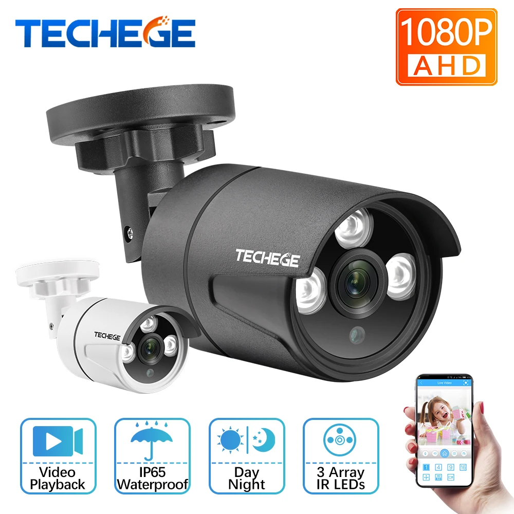 Ceny Techege HD 1080P kamera AHD CCTV kamera typu bullet wodoodporna IR noc wizja 2400TVL kamera ochrony dla AHD system kamer