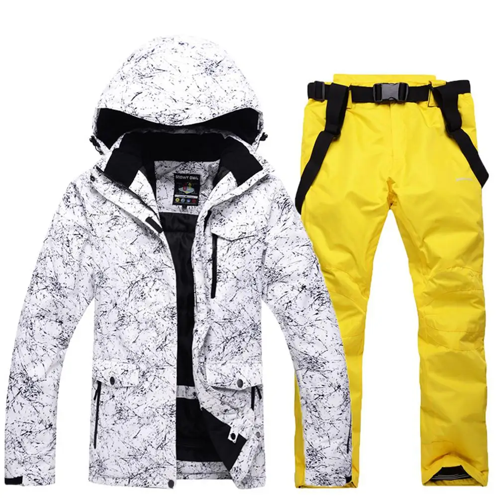 Зимний женский мягкий водонепроницаемый и ветрозащитный Теплый Лыжный походный костюм комплект из двух предметов куртка пальто Топ+ брюки аксессуары для лыж - Цвет: Цвет: желтый