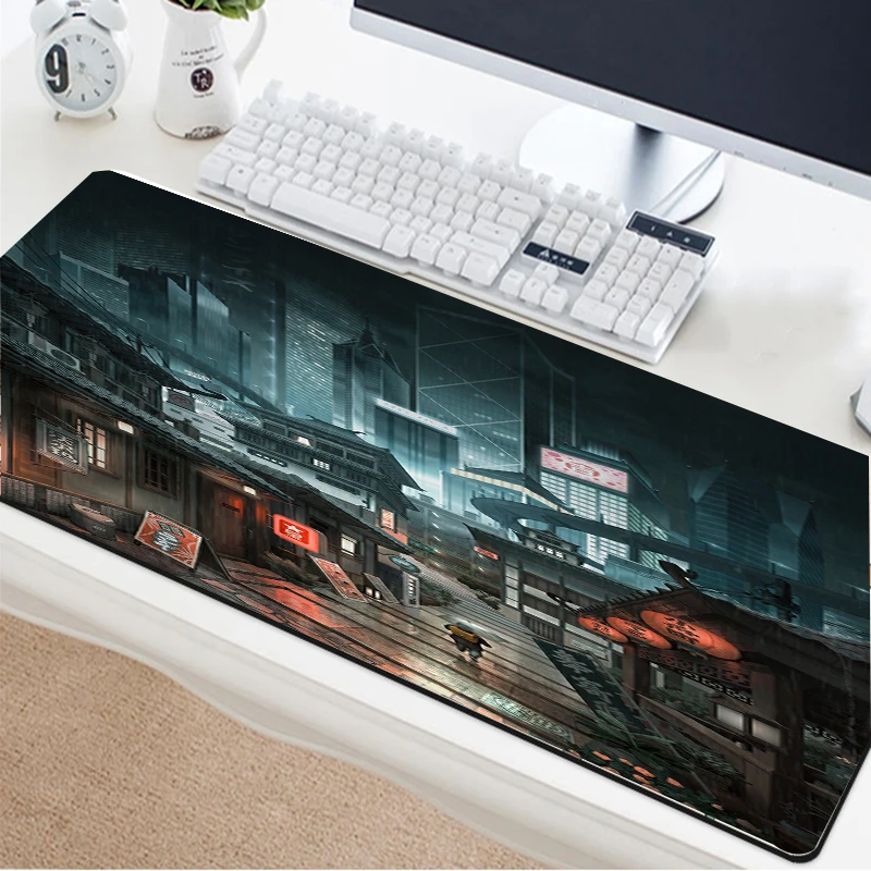 

Yuzuoan 90x40 Hyperx Large Mousepad Japan Anime Non-slip Rubber Black Locking Game Computer Keyboard Mat Custom Coaster 60X30
