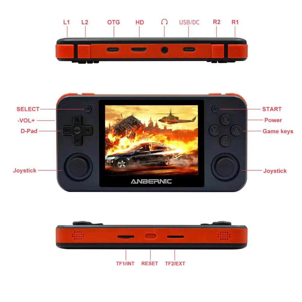 

Powkiddy New RG350P Retro Handheld Game Console Double Joystick Open System Support TF Card For PS1 CPS1 2 Children Game Gift