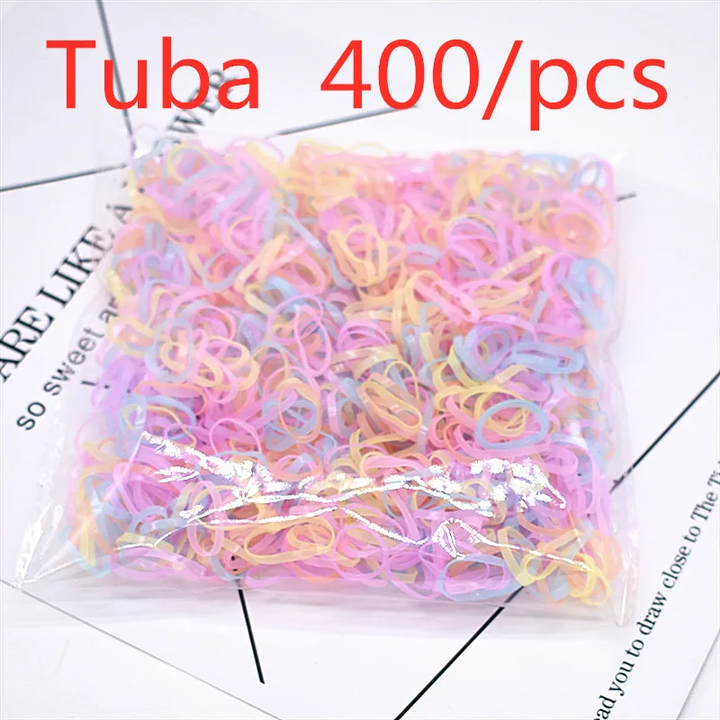 400pcs 400/1200 шт., милое разноцветное кольцо для девочек, Одноразовые эластичные резинки для волос, держатель для конского хвоста, резинка для волос, повязка на голову для детей - Цвет: 400pcs