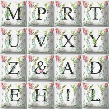 

Flower Leaves Letter Print Decorative Cushions Pillowcase Polyester Cushion Cover Throw Pillow Sofa Decoration Pillowcover 40916