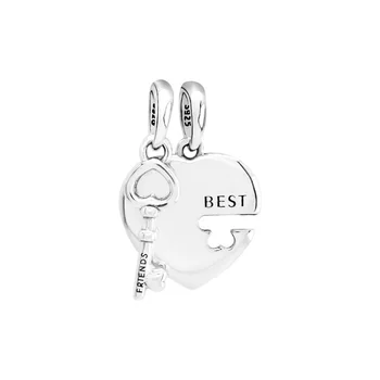 

2019 New Arrival 925 Sterling Silver pendant,Best Friends Heart & Key Charms fit Original Bracelets Women DIY Jewelry