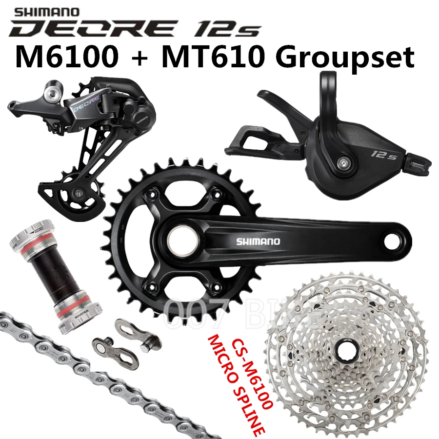 SHIMANO DEORE M6100 Groupset 34T 32T коленчатый набор для горного велосипеда 1x12 Speed 10 51T 11 + MT610