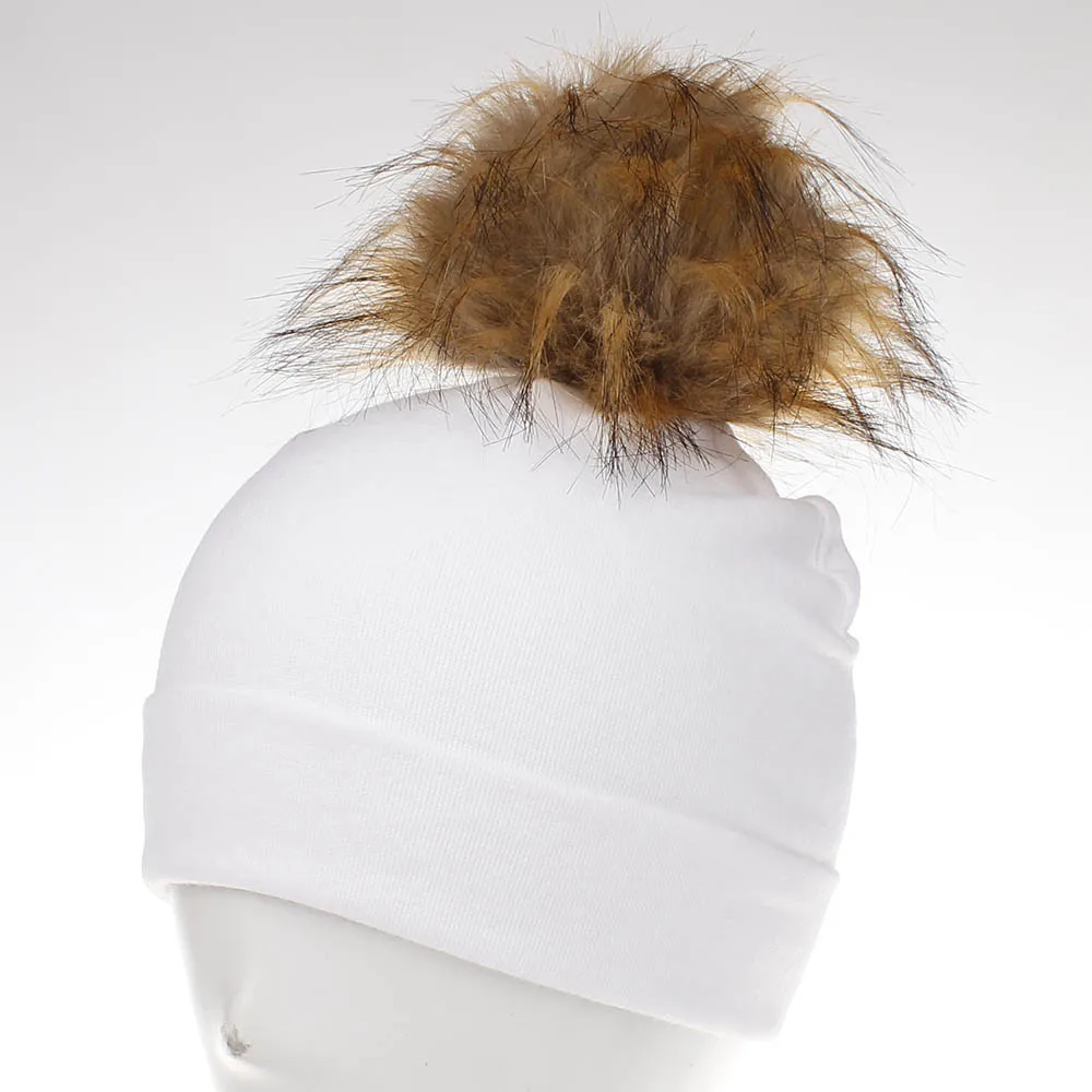 Осень-зима детская вязаная юбка Шапки хлопок От 1 до 5 лет съемные волосы мяч для маленьких девочек шапки для мальчиков Аксессуары, вязаная детская шапка