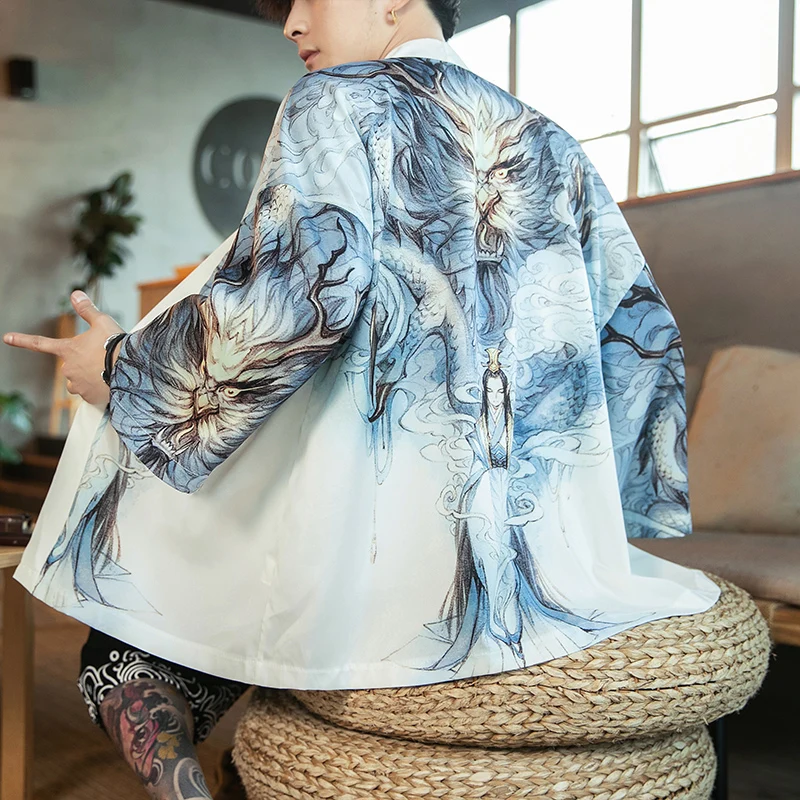 Yukata Shirt Kimono Style Shirt Mens Kimono Cardigan Men