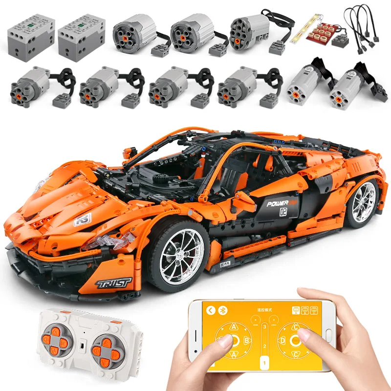 20087 DHL приложение Радиоуправляемая машина совместима с MOC-16915 McLaren P1 гоночный автомобиль набор строительных блоков приложение RC детские игрушки для детей - Цвет: with motor function