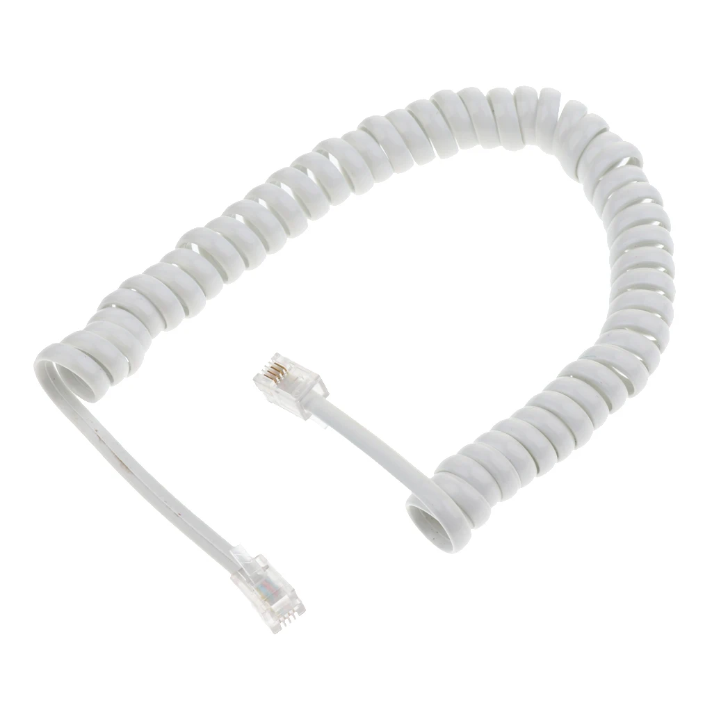 Cable 1-5 Feet Curly Coiled Telephone Handset Cord Line 4P4C RJ-22